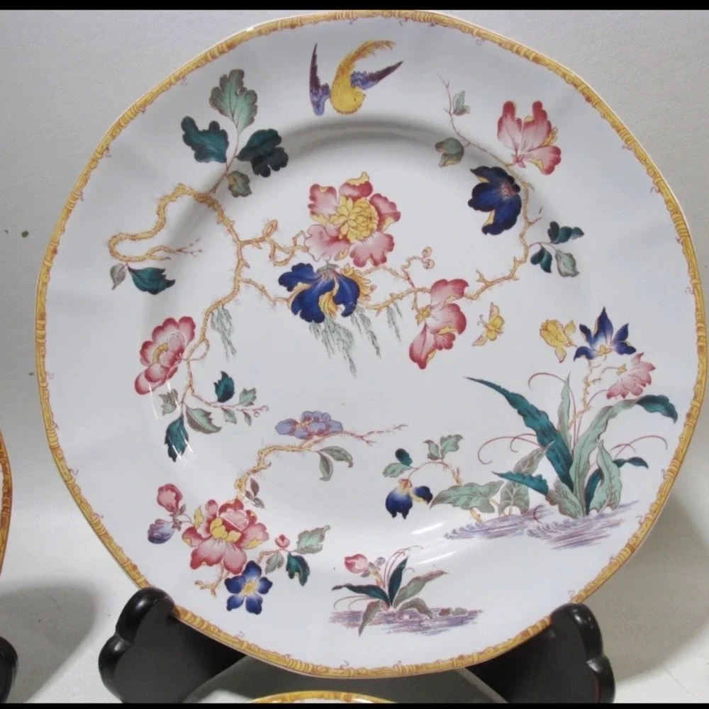 Wedgwood Devon Rose Georgetown Chinoiserie Japonesque England Floral Bird 5pc